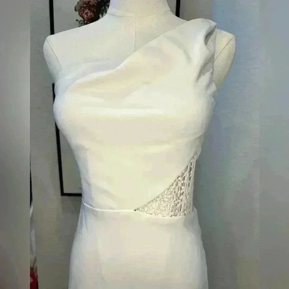 MARIA BIANCA NERO Olivia Lace Inset One-Shoulder Gown Ivory SZ 4 *Worn Once - Picture 8 of 11